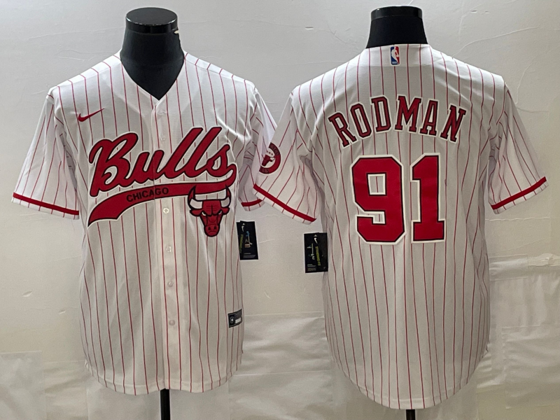 Men Chicago Bulls Blank 91 Rodman white Nike 2023 NBA Jerseys